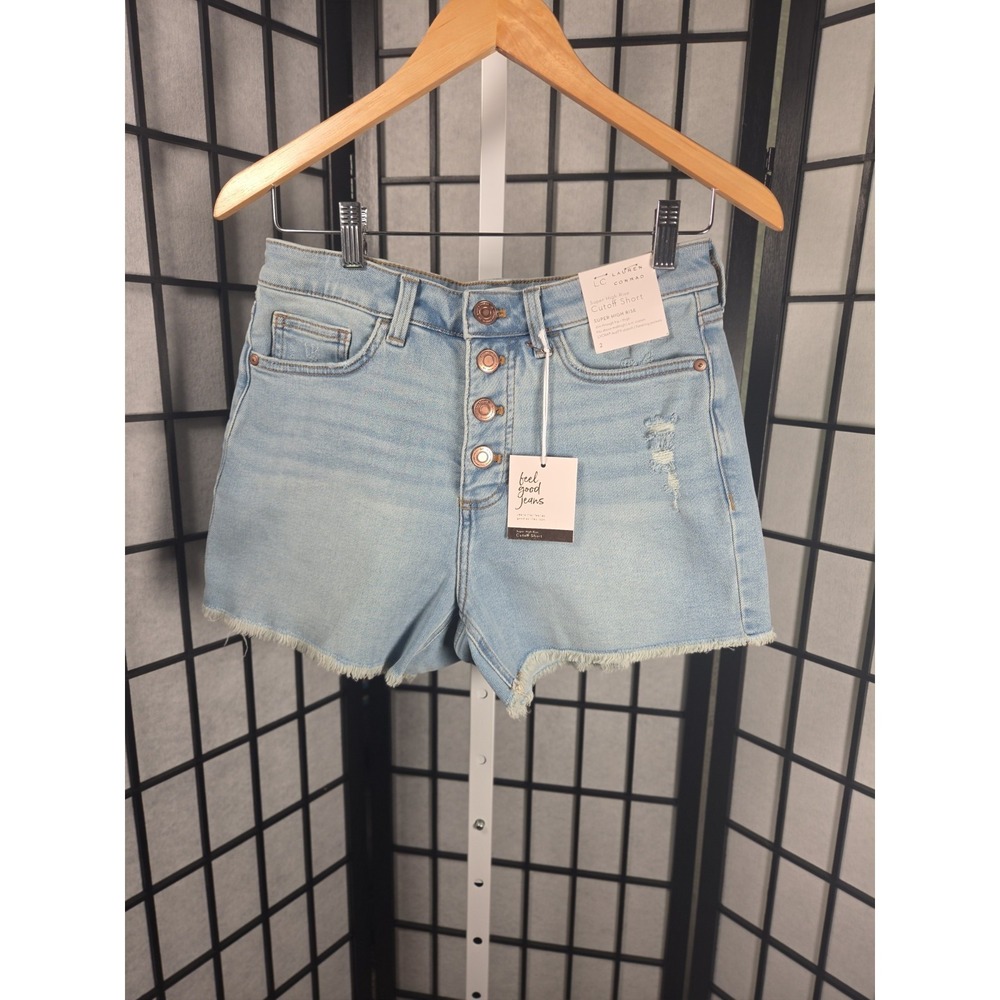LC Lauren Conrad Womens High Rise Button Fly Cut Off Jean Shorts Sz‎ 2 New